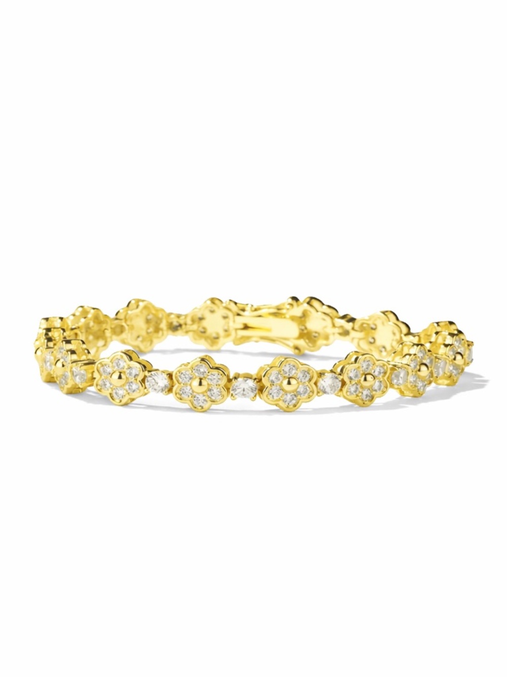 Gold Bezel Flower Tennis Bracelet - Oomiay Jewelry